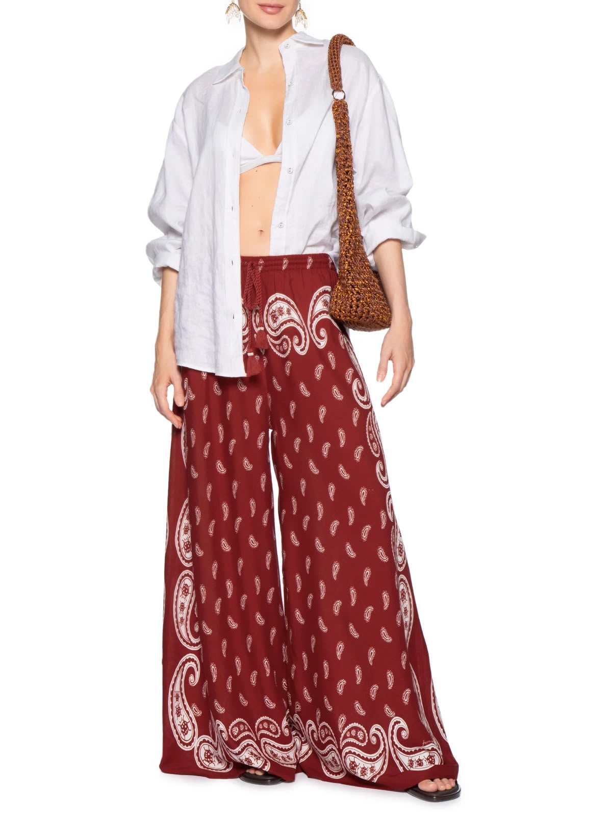 Calça Feminina Pantalona Bandana Jardim