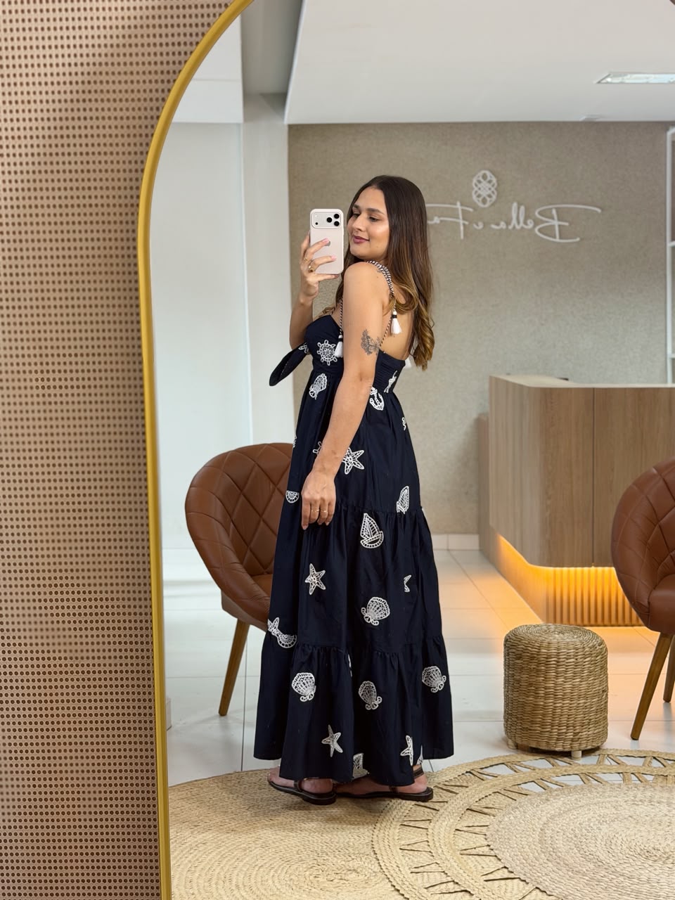 vestido richelieu colagem navy - Imagem 3