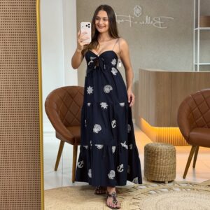 vestido richelieu colagem navy