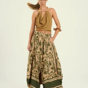 Calça Feminina Pantalona Resort Estampada