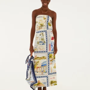 Vestido Midi Estampado Rio a Dentro