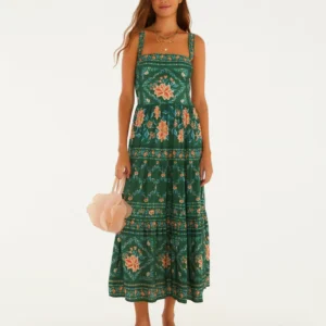 Vestido Cropped Estampado Jardim De Azaléias
