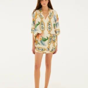 Short Saia Lenço Estampado Jardim Real
