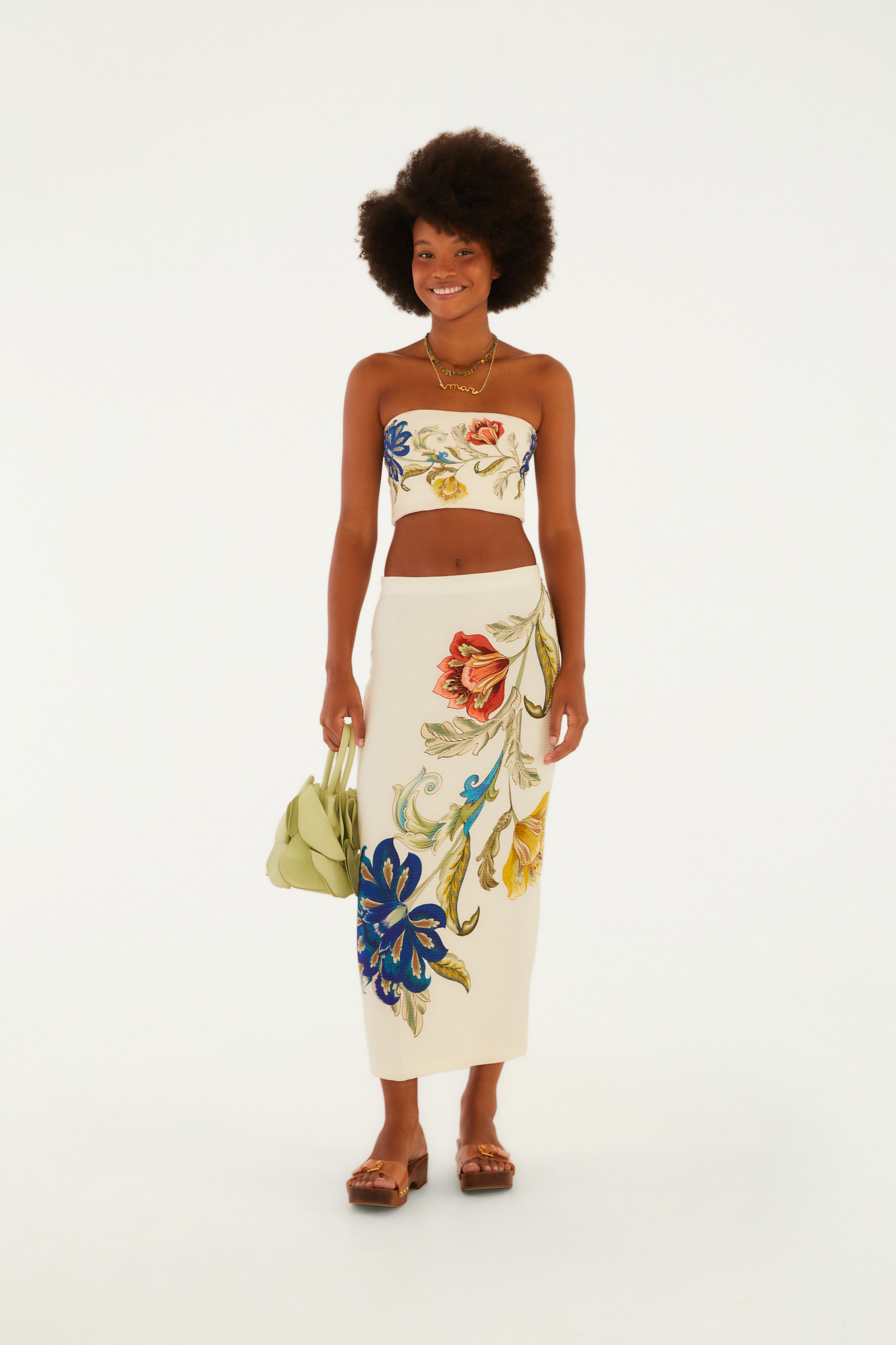 Saia Midi Estampada Floral Maitê