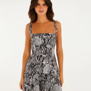 Vestido Curto Estampado Dança De Zebra