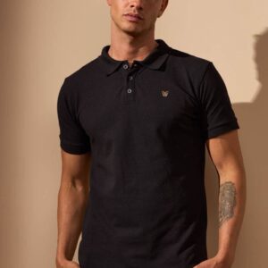 POLO EXPLORER ALGODÃO PIQUET - PRETO E DOURADO