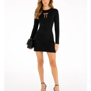 Vestido Manga Longa Bordado Araras