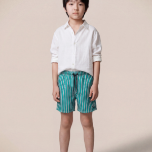 SHORT PRAIA MINI LISTRA BOLD VERDE