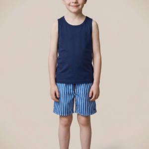SHORT PRAIA MINI LISTRA BOLD AZUL