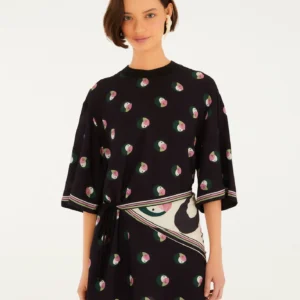 Vestido T-Shirt Estampado Poá Ararinha