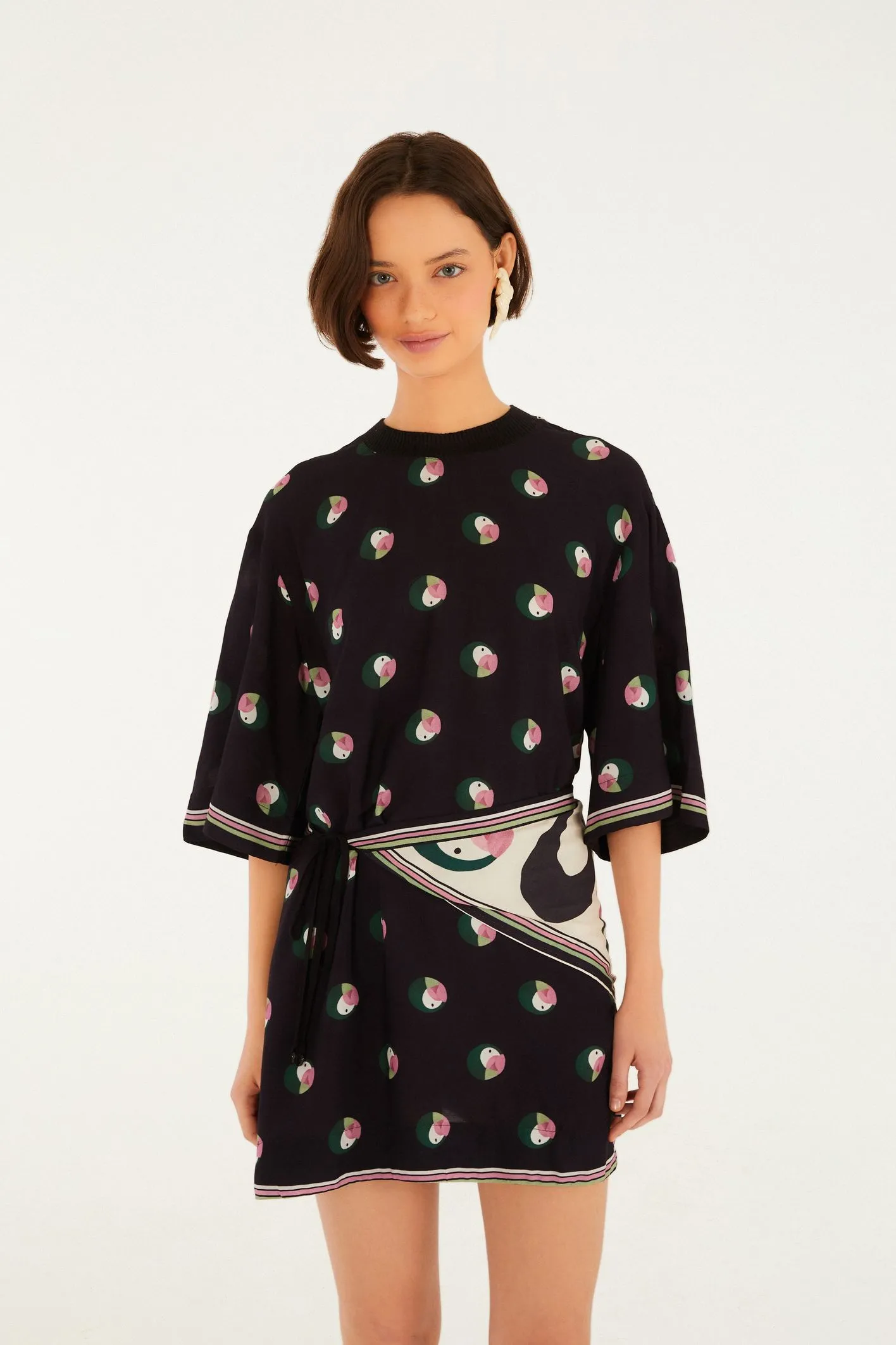 Vestido T-Shirt Estampado Poá Ararinha