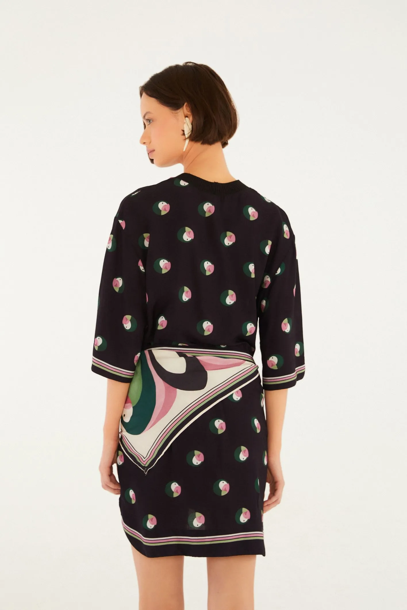 Vestido T-Shirt Estampado Poá Ararinha - Imagem 2
