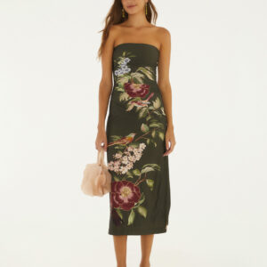 Vestido Farm Midi Flor De Pássaro