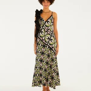 Vestido Transpassado Estampado Arara De Flor