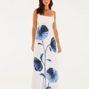 Vestido Longo Alça Estampado Ciana