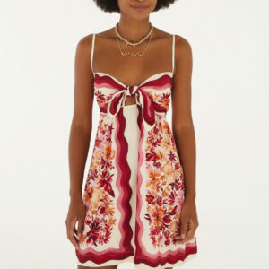 VESTIDO CURTO ALCINHA LENÇO FLORALINE