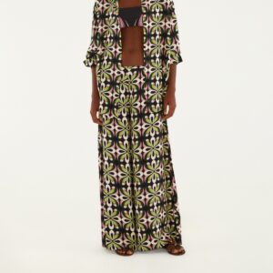 Calça Pantalona Estampada Arara De Flor