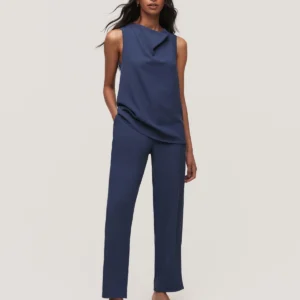 Calça Slim Elástico Marinho