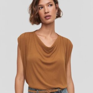 Blusa Malha Degagê Pregas Bege