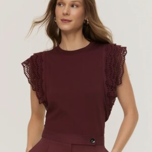 Blusa Malha Manga Laise