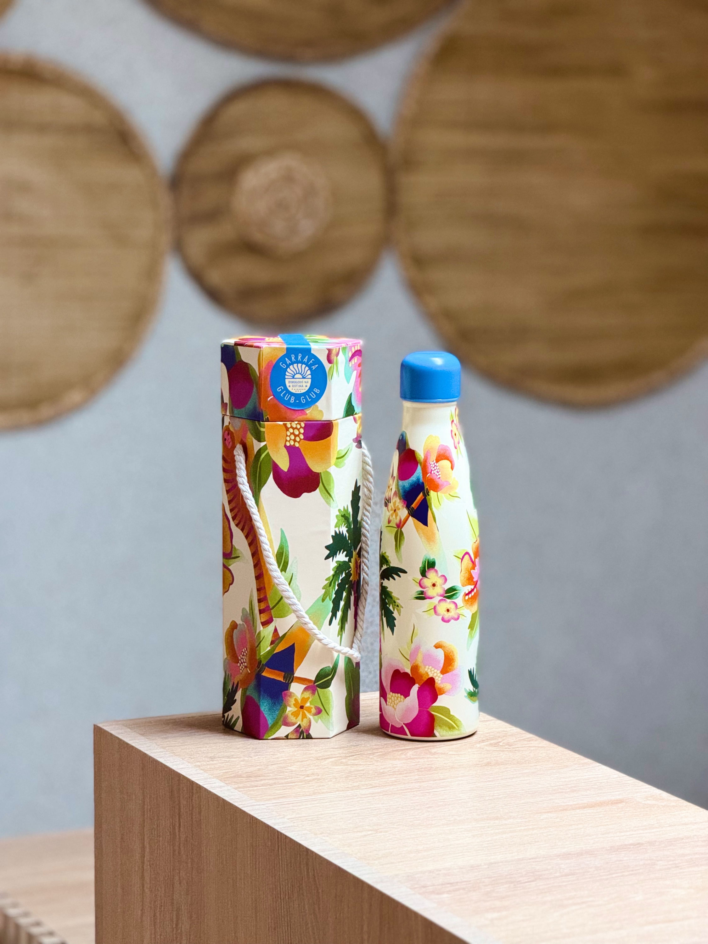 garrafa glub glub 500ml floral havaiano